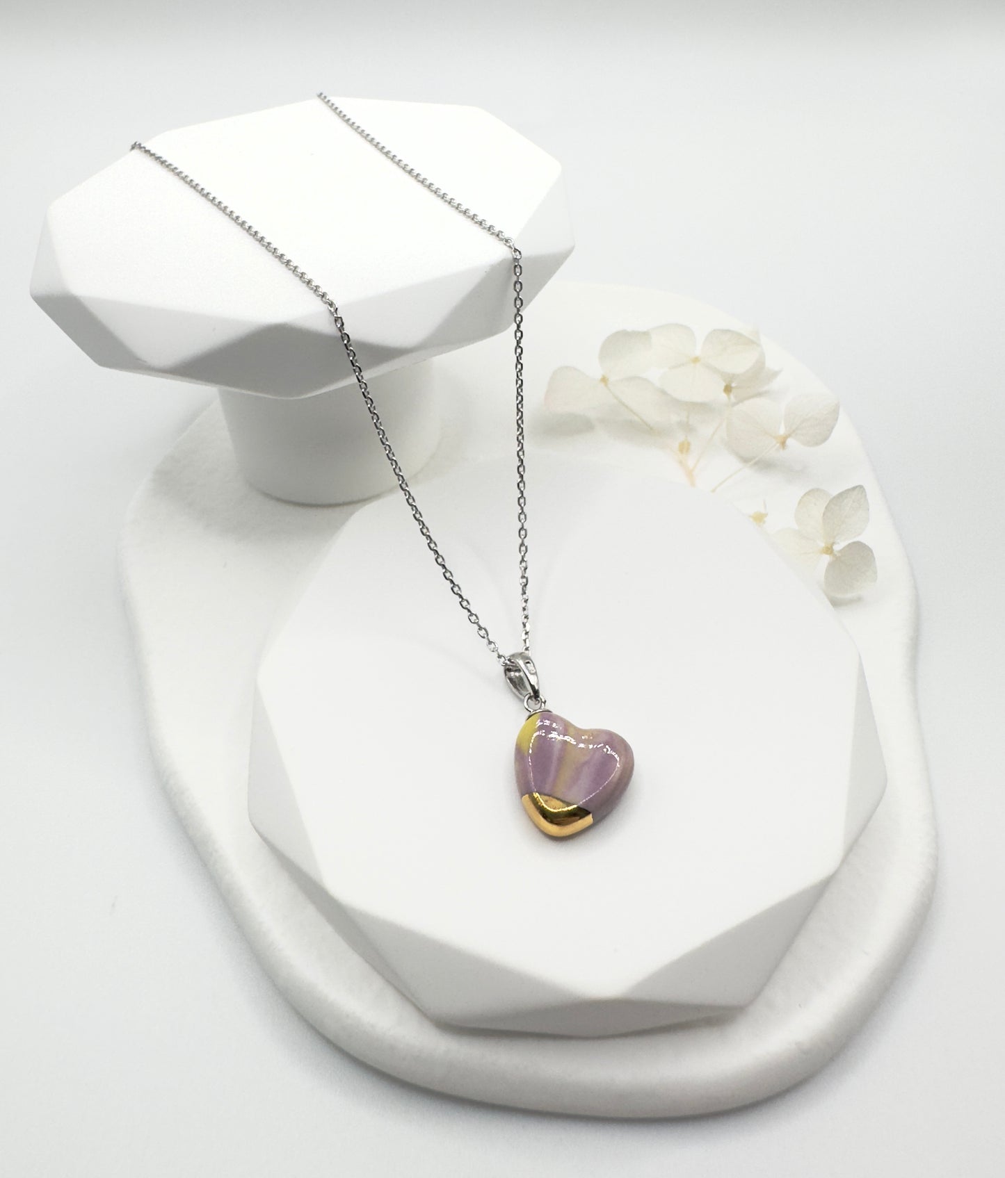 Marble Heart Necklace - Purple Sunrise