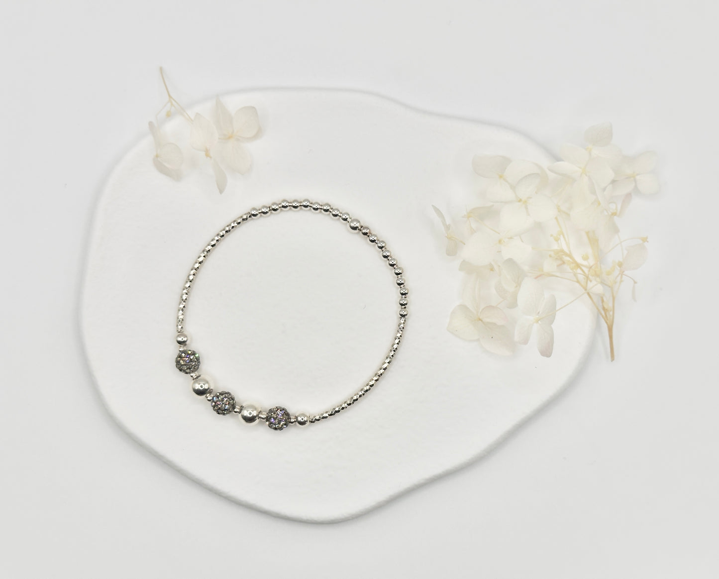 Trio Crystal Ball Bracelet - Gray