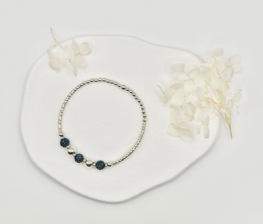 Trio Crystal Ball Bracelet - Navy