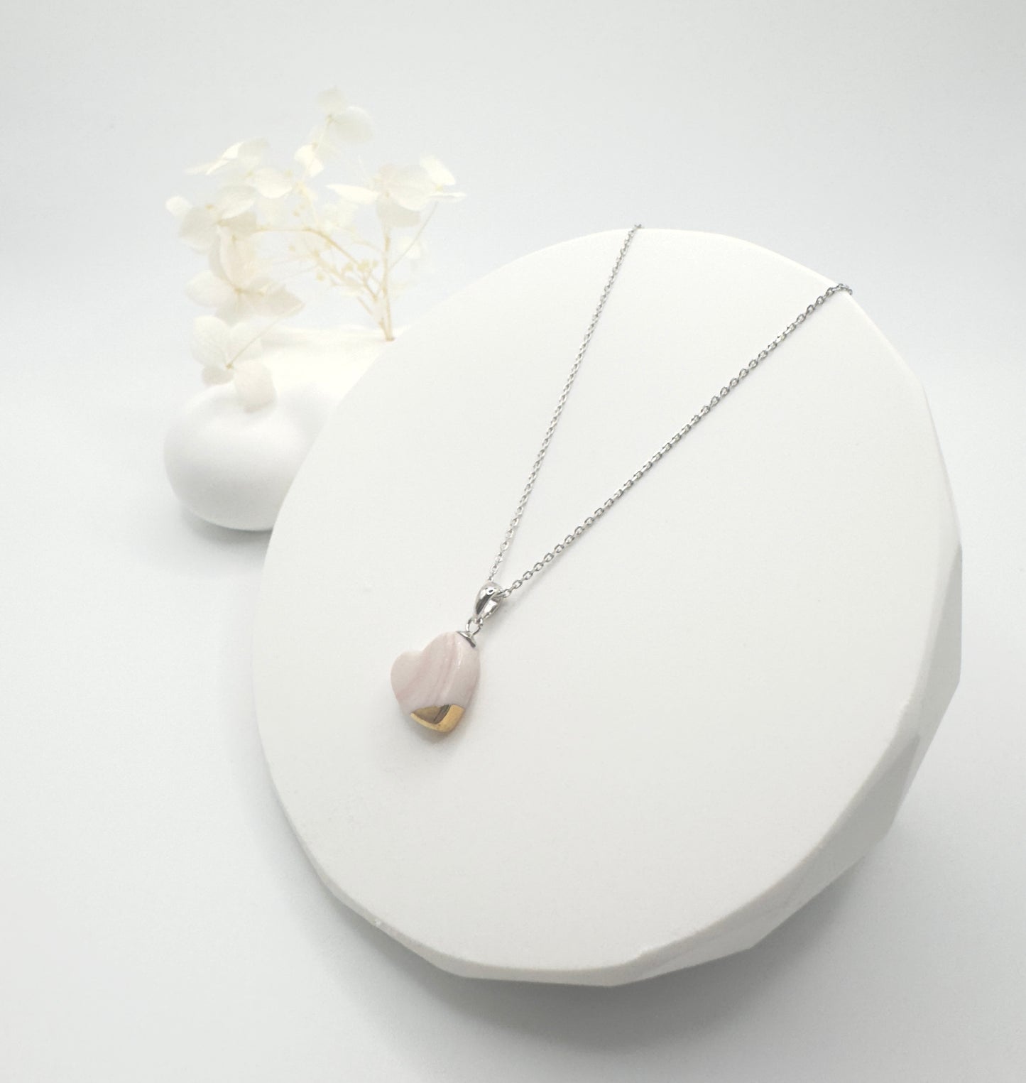 Marble Heart Necklace - Pink Chiffon