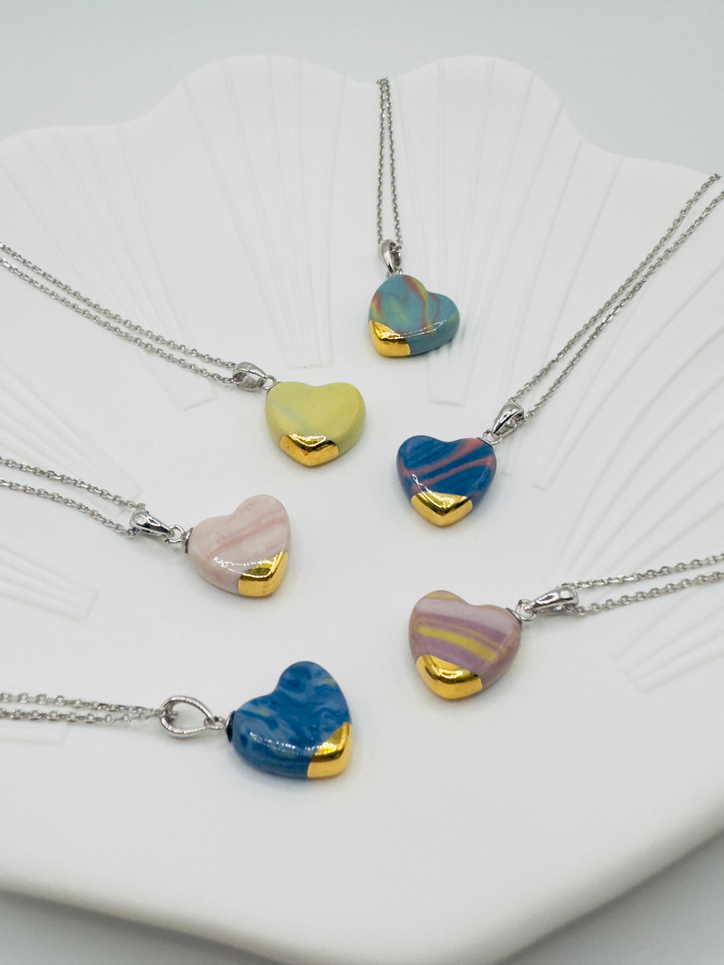 Marble Heart Necklace - Aurora Flame