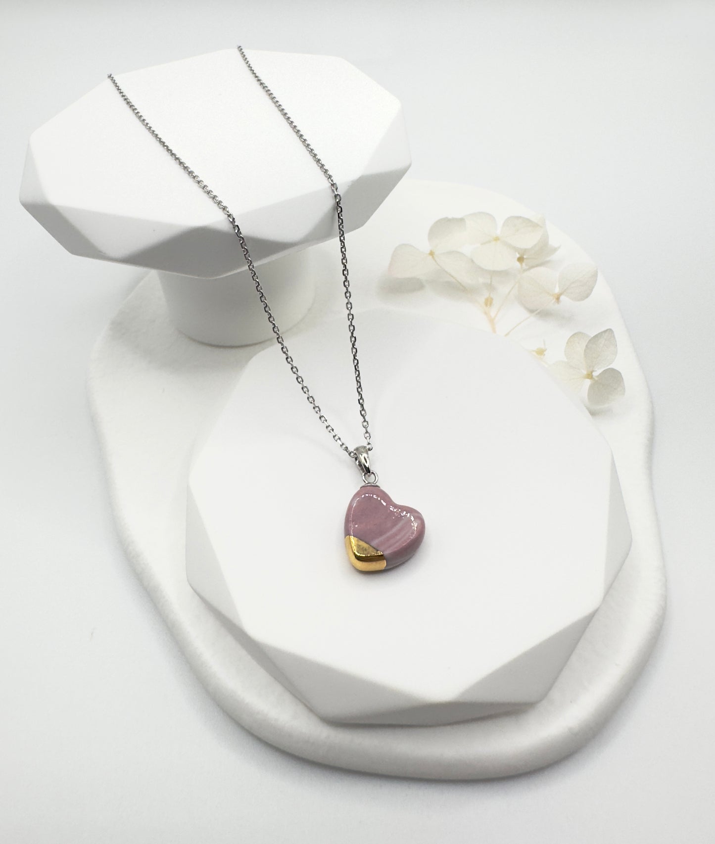 Marble Heart Necklace - Wisteria Bloom