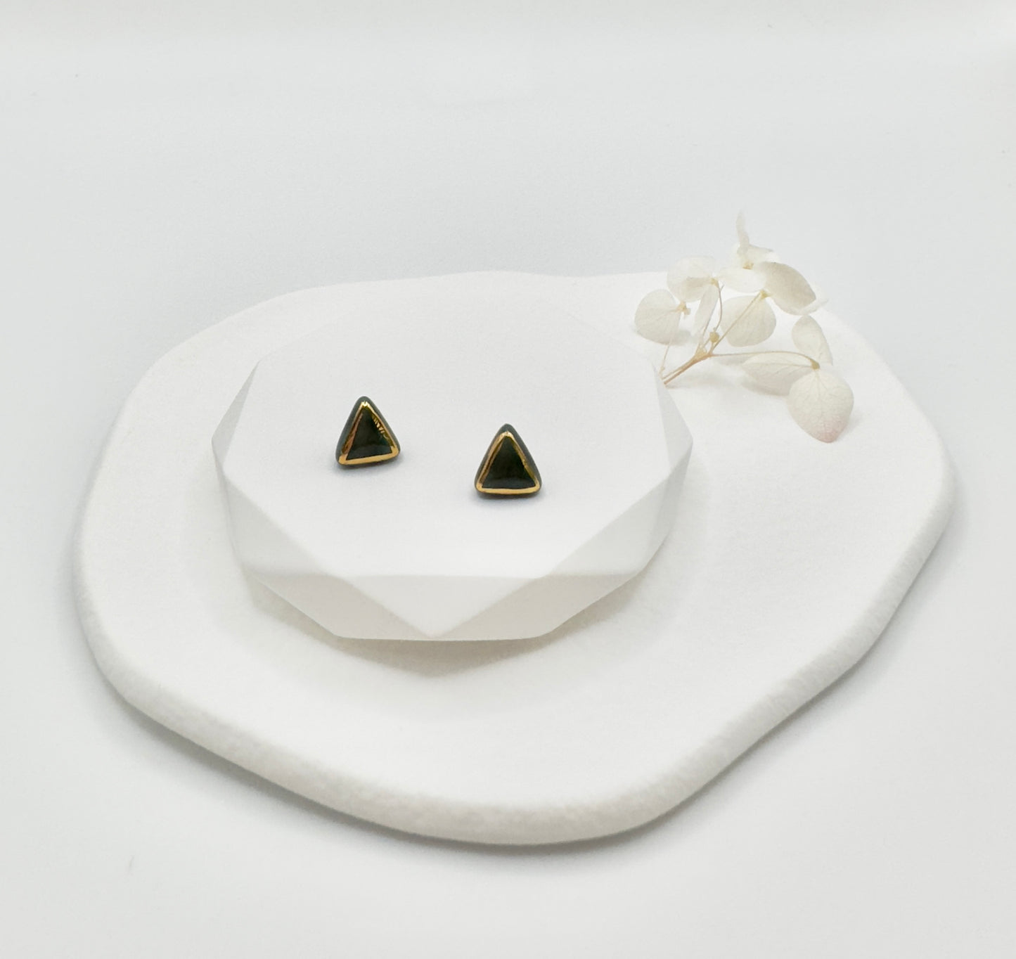 Triby Porcelain Earrings - Deep Green