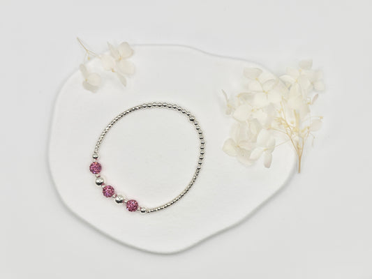 Trio Crystal Ball Bracelet - Pink