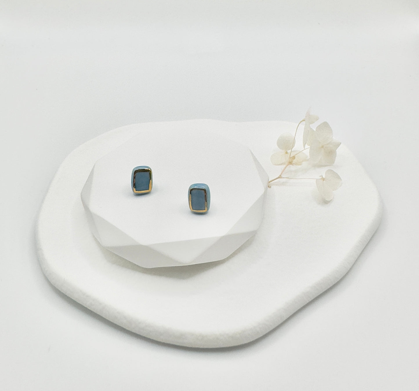 Cubie Porcelain Earrings - Sky Blue