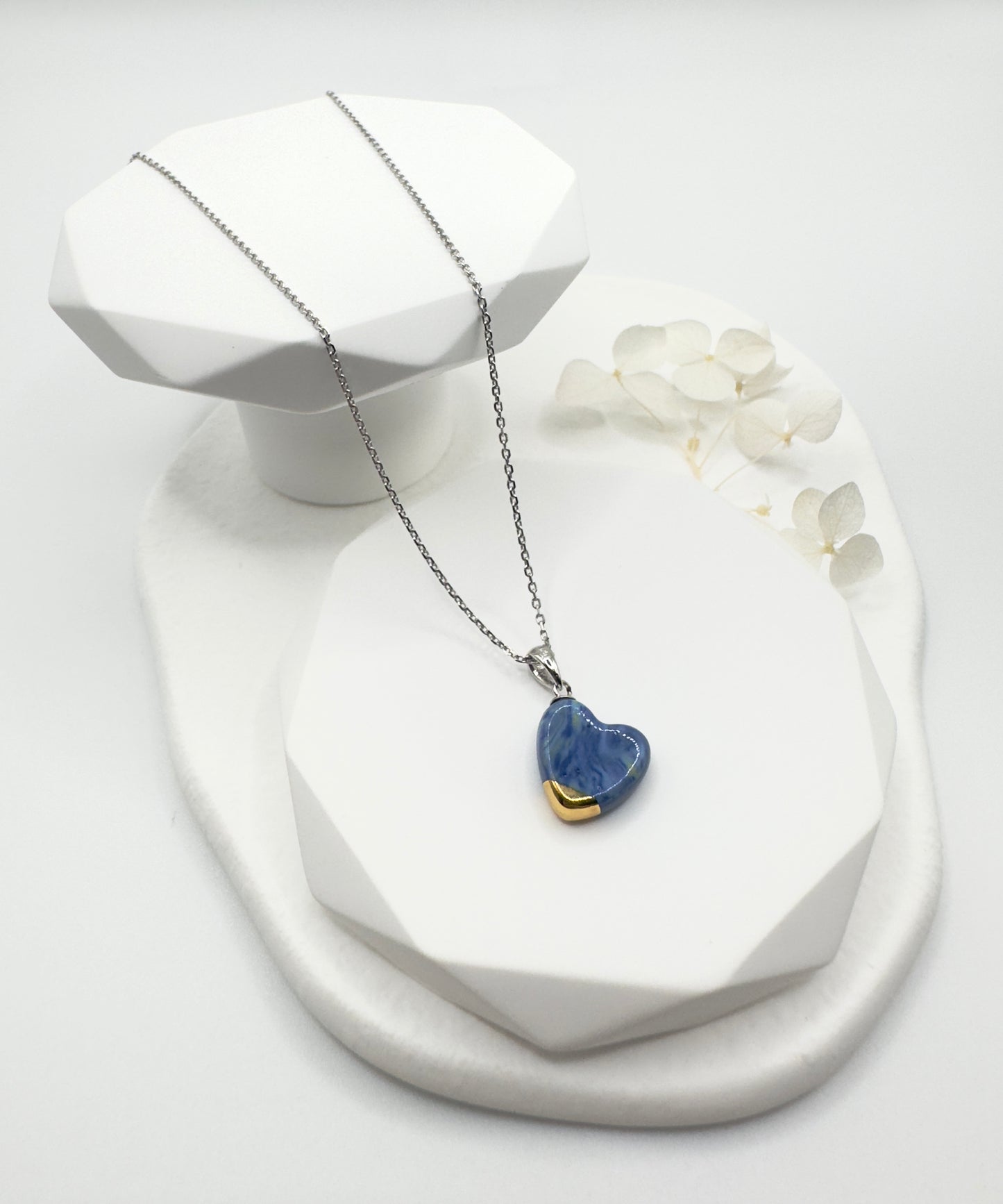 Marble Heart Necklace - Starry Night