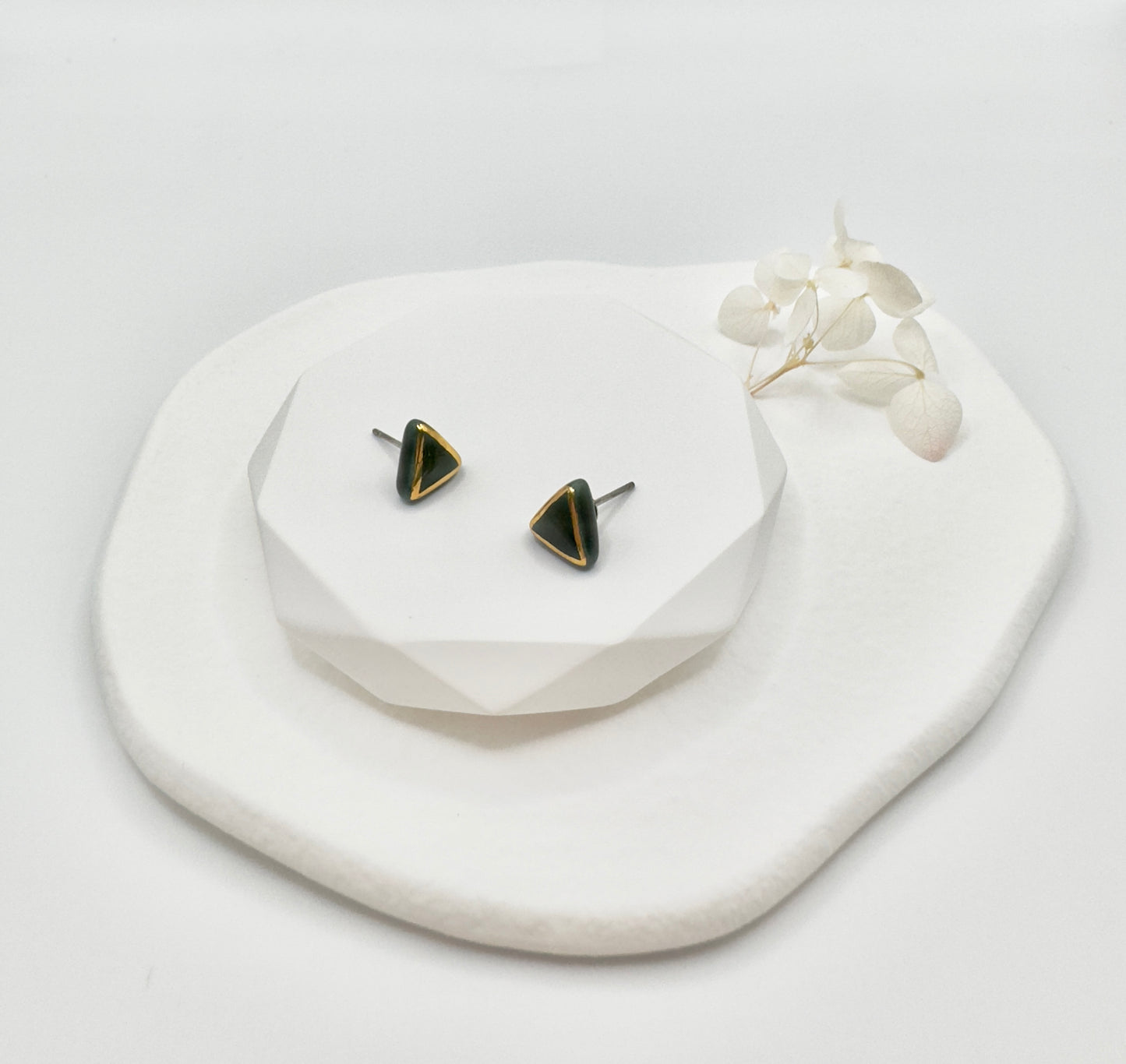 Triby Porcelain Earrings - Deep Green