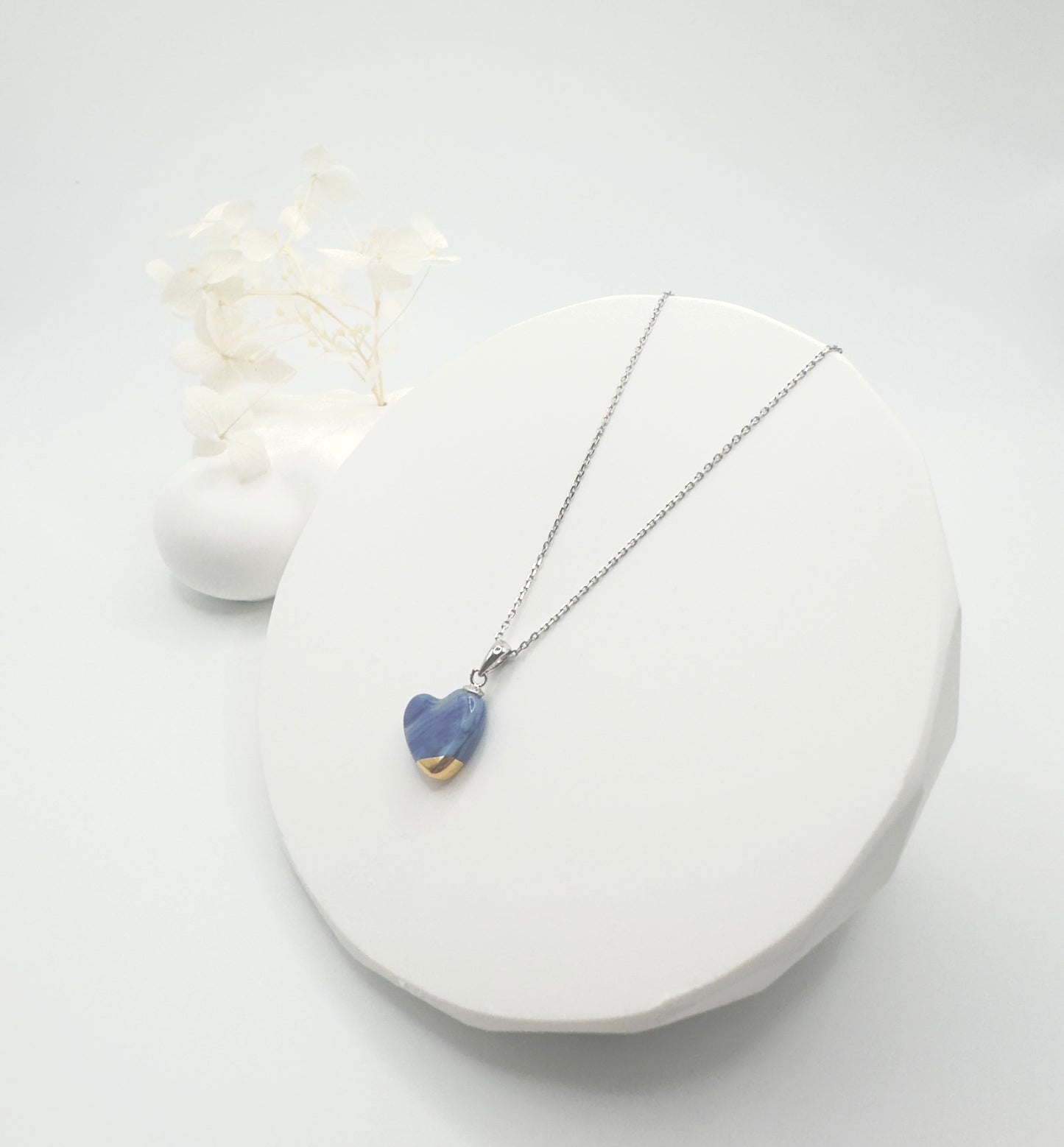 Marble Heart Necklace - Starry Night