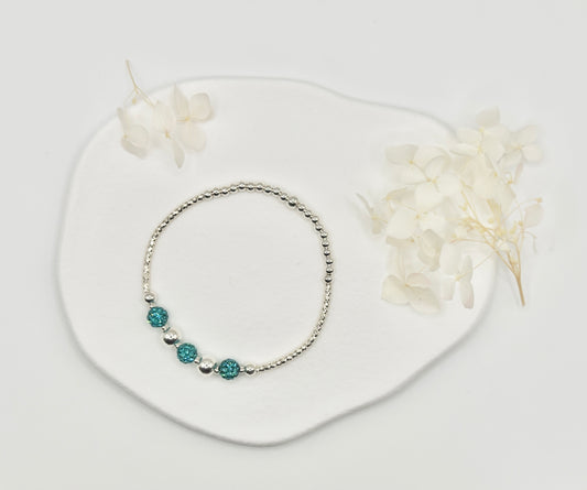 Trio Crystal Ball Bracelet -  Turquoise