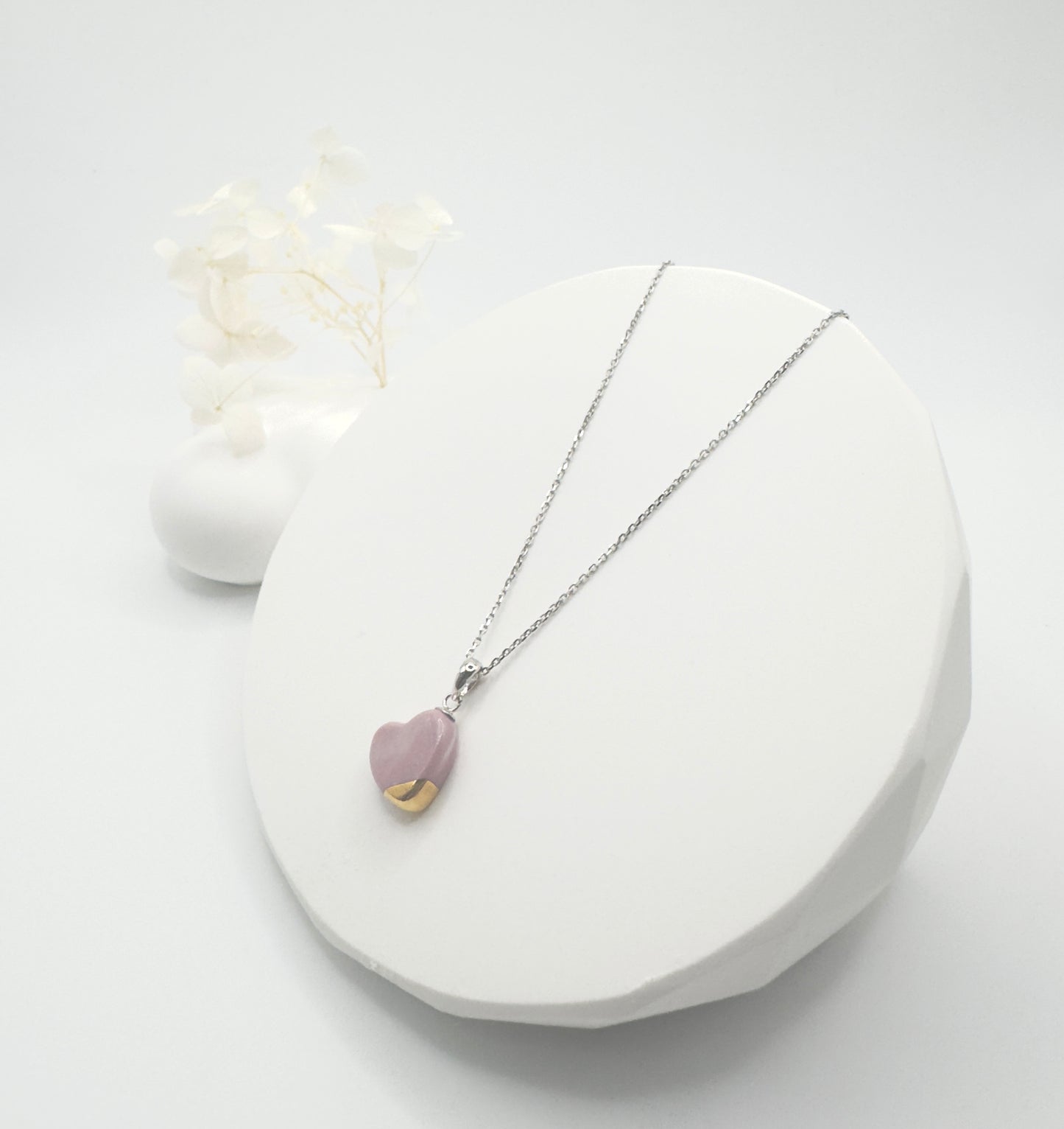 Marble Heart Necklace - Wisteria Bloom