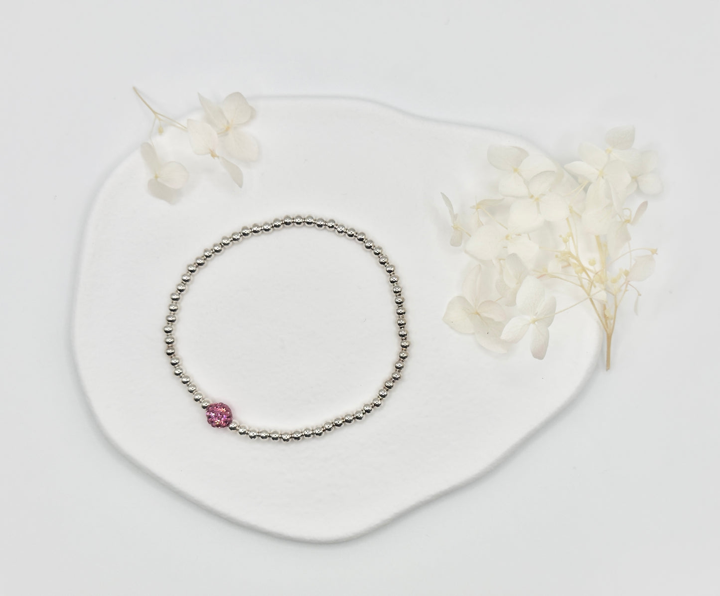 Single Crystal Ball Bracelet - Pink