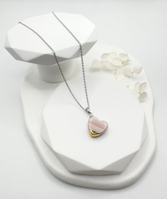 Marble Heart Necklace - Pink Chiffon