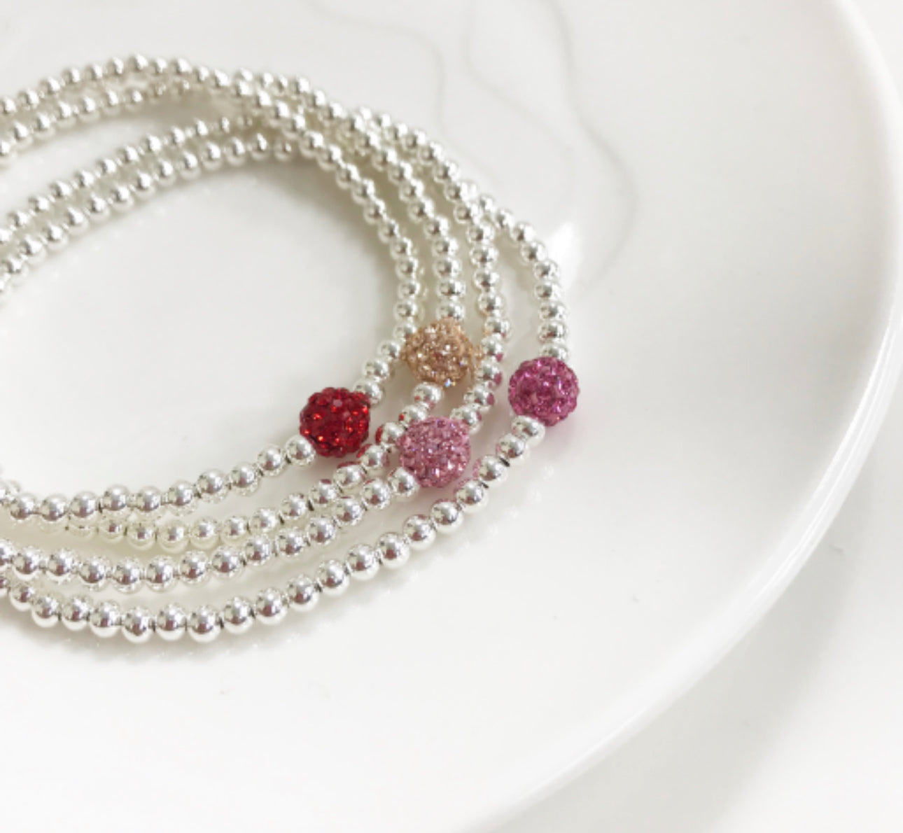 Single Crystal Ball Bracelet - Pink